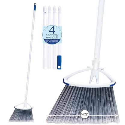 LOLA Large Angle Broom w/up to 14.25" Wide Sweeping, Bristles are Recycled Soda Bottles, Indoor Use & Tight Spaces, 1 Count