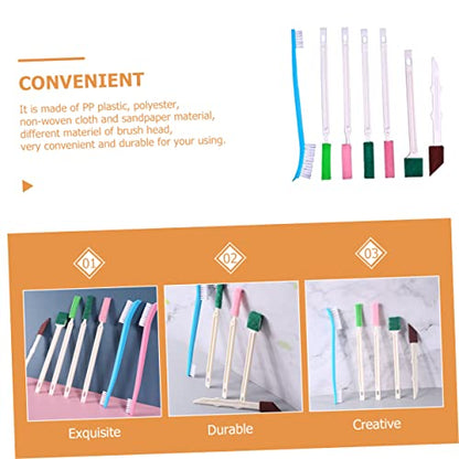 minkissy Disposable Crevice Cleaning Brush Set 7Pcs Small Cleaning Tool for Bathroom Shower Head Toilet Rim with Long Handle