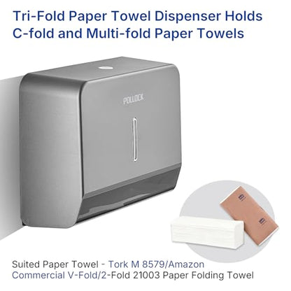 Commercial Paper Towel Dispenser Wall Mounted, Trifold/C-Fold/Multifold Hand Towel Holder, Hand Towel Dispenser for Bathroom Tissue Dispenser, Large Capacity 200 Sheets (Gray-5853) - color: Gray-5853