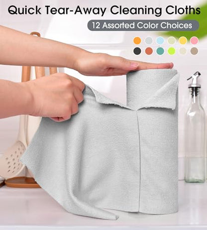 KitchLife Microfiber Cleaning Cloth Roll - Tear-Away Reusable Microfiber Paper Towels, Lint-Free, Washable, 20 Sheets for Kitchen, Car, Dishes, and Sensitive Surfaces (Light Gray) - color: Light Gray