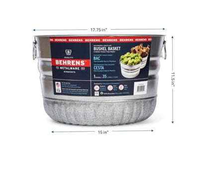 Behrens Galvanized Bushel Basket (1 Bushel) - style: 1 Bushel
