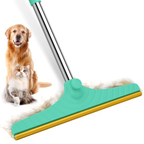 Carpet Rake for Pet Hair Removal - 45" Adjustable Long Handle Carpet Rake, Reusable Pet Hair Removal Tool Kit, Cat Dog Fur Rakes Scraper Carpet Broom for Carpets - color: Green, size: 45inch