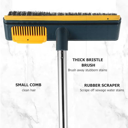 Cabilock Long Handle Cleaning Brush with Stiff Bristles, 108cm Floor Scrub Brush for Bathroom and Tile, Yellow Hard Bristle Shower Scrubber for Deep Corner and Crevice Cleaning
