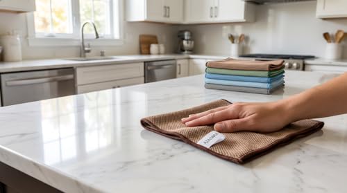 2-in-1 Scrub & Wipe Microfiber Cleaning Cloths – Non-Scratch Scrubbing Side + Soft Absorbent Side – Reusable Dual-Sided Cleaning Towels (6 Pack) - size: 6 Pack