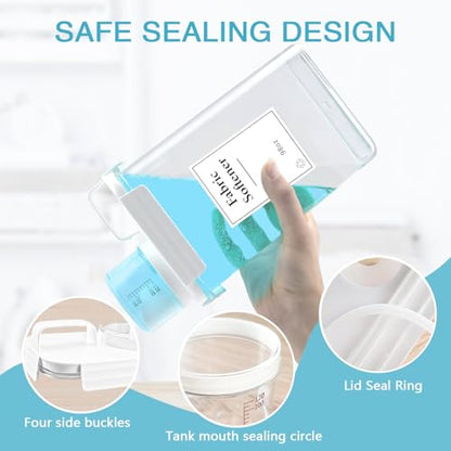 3 Pack Laundry Detergent Dispenser, 98oz Detergent Dispenser, Refluxable Laundry Detergent Container, Plastic Liquid Laundry Detergent Dispenser for Laundry Room Organization with 6 Labels - size: 98 Fl Oz (Pack of 3)