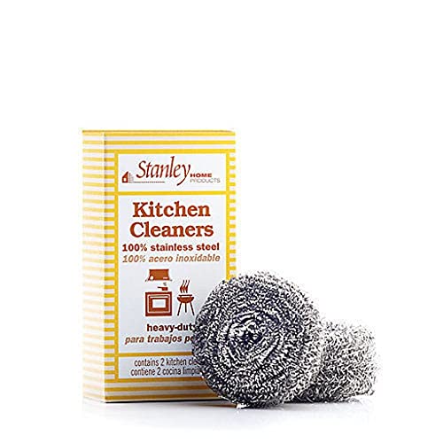 Stanley Home Products Stainless Steel Scrubbers – Rust Resistant Sponge for Pots, Pans, Grills, Ovens, Sinks and Tools – Metal Scrubbers for Kitchen & Garage Cleaning (1 Pack - 2 Count)