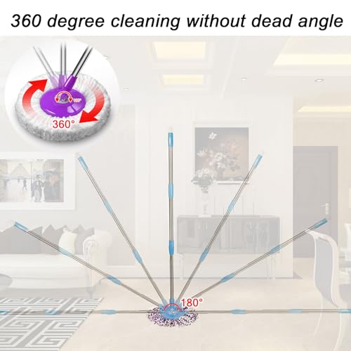 Spin Mop Pole Handle Replacement, Home Floor 360 Degrees Rotating Telescopic Replacement Handle Cleaning Tool Accessories Enhanced Thickened Version for Cleaning Home Bedroom Office (Khaki) - color: Khaki