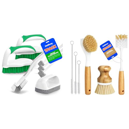 Holikme 7 Pack Scrub Brush Set & 6 Pack Bamboo Dish Brush Set