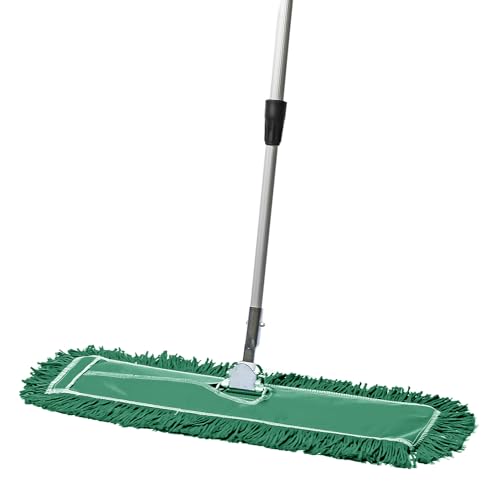24 Inch Green Commercial Dust Mop & Floor Sweeper with Extendable Handle – Mop for Hardwood, Tile, and Concrete Floor Cleaning - color: Green, size: 24 X 5 Inch