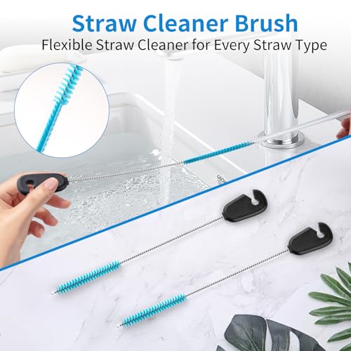 RAYMYLO Bottle Brush Cleaner with Straw Brush, 3-in-1 Long Handle Water Bottle Cleaner Brush Set, Cleaning for Narrow Neck Bottles, Sport Bottles, Baby Bottles, Tumblers Mugs, Straw Lids and Straws
