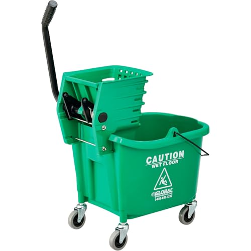 Global Industrial Commercial Mop Bucket and Wringer Combo with Side Press, 38 Quart Capacity, Durable Corrosion-Resistant Polypropylene, 3" Swivel Casters, Green - color: Green