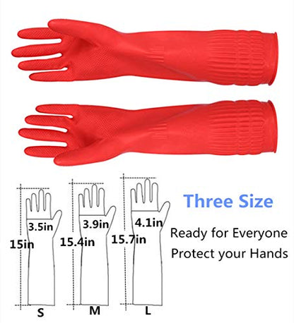 Rubber Cleaning Gloves Kitchen Dishwashing Glove 2-Pairs And Cleaning Cloth 2-Pack,Waterproof Reuseable.(Small) - size: Small
