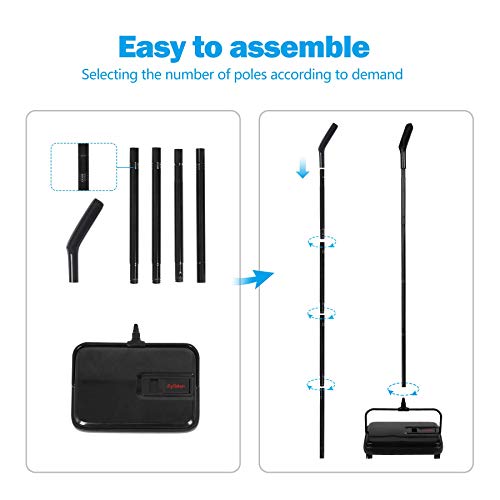 Eyliden Carpet Sweeper, Mini Size Lightweight Hand Push - No Noise, Non-Electric, Easy Manual Sweeping Only for Carpet Cleaning (Black) - color: Black