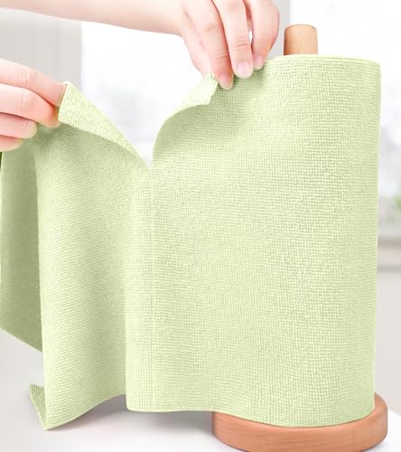 KitchLife Microfiber Cleaning Cloth Roll - Tear-Away Reusable Microfiber Paper Towels, Lint-Free, Washable, 20 Sheets for Kitchen, Car, Dishes, and Sensitive Surfaces (Light Green) - color: Light Green