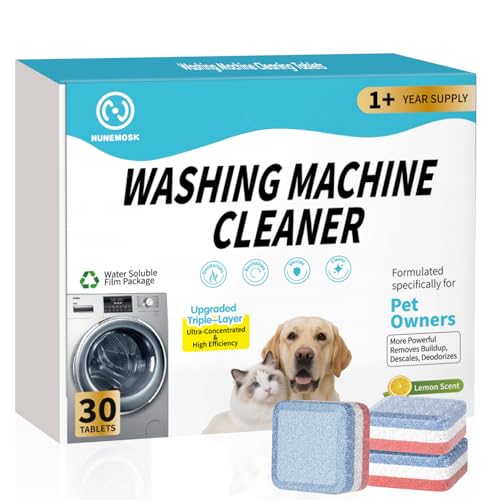 Washing Machine Cleaner Tablets 30 Pack, Upgraded Formulated for Pet Owners, 1+Year Supply, Deep Cleaning Tablet For HE-Front & Top Load Washer, Removes Residue, Grime, Odors and Pet Hair - color: Colorful 30 Pack