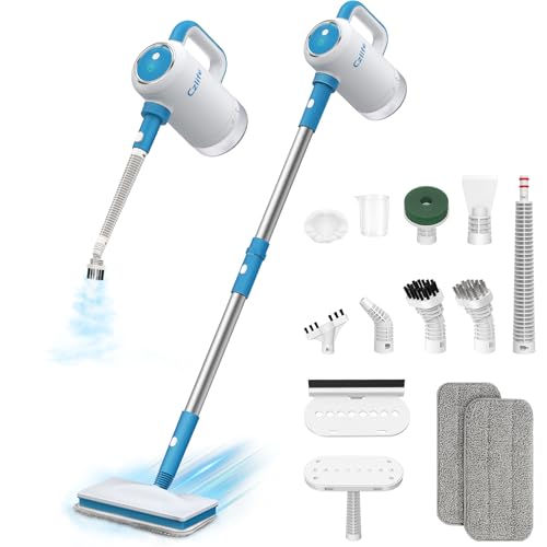 Czlife 13-in-1 Steam Mop, Handheld Steam Cleaner for Home and Floor Cleaning, Floor Steamers for Hardwood and Tile with Attachments, Electric Mop for Grout Laminate Couch Clothes Carpet, Corded - color: Blue