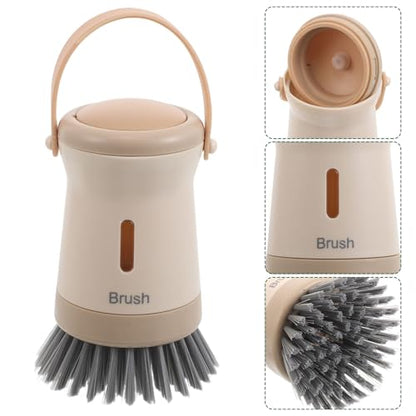 FOMIYES Soap Dispensing Dish Scrubber Brush for Kitchen Sink Cleaning Palm Handle Pot and Pan Brush with Built-in Soap Dispenser for Efficient Kitchen Cleaning