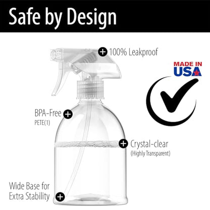 Bar5F Fine Mist Spray Bottle 16-Ounce Essential Oils, Gardening, Mild Cleaning Solutions, Pets, Plants, Cooking, Water Spray Bottle, Salon Hair Misting (2)