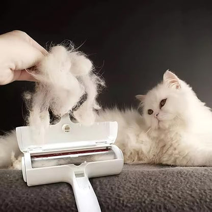 Reusable Pet Hair Remover Roller – Dog & Cat Fur Lint Cleaner for Sofa, Carpet, Bed & Car Seats – No Adhesive Required (White/Orange) - color: White/Orange