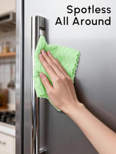 Microfiber Cleaning Cloths Roll, 75 Pack Tear Away Microfiber Towels Roll, 12" x 12" Lint Free Rags, Reusable Cleaning Cloths, Washable, Scratch Free,Ultra Absorbent Dish Rags(Green Ripple) - color: Green Ripple, size: 75 pack