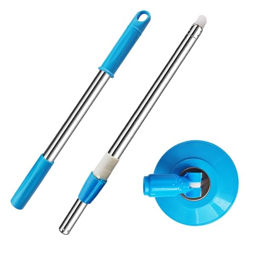 Spin Mop Replacement Mop Handle, 49-inch 360 Degrees Rotating Telescopic Replacement Mop Stick with Reinforced Plastic Disc for Spin Mop Bucket Cleaning System (Plastic Disc, Blue) - color: Blue, style: Plastic Disc