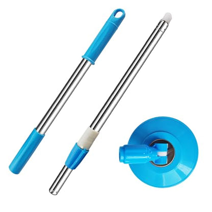 Spin Mop Replacement Mop Handle, 49-inch 360 Degrees Rotating Telescopic Replacement Mop Stick with Reinforced Plastic Disc for Spin Mop Bucket Cleaning System (Plastic Disc, Blue) - color: Blue, style: Plastic Disc