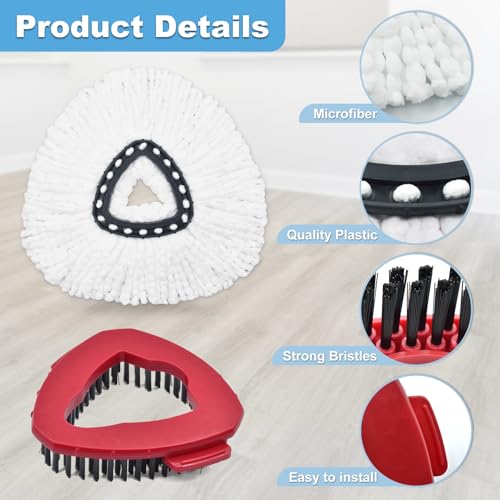 Mop Heads Replacements for Ocedar, Mop Replace Head for O Cedar, Mop Heads for O Cedar, Mop Replace Head for Cedar, Mop Heads for O Cedar Spin Mop Include 2 Pack Mop Refills & 2 Pack Scrubber Mop Head - size: for Ocedar 1 Tank