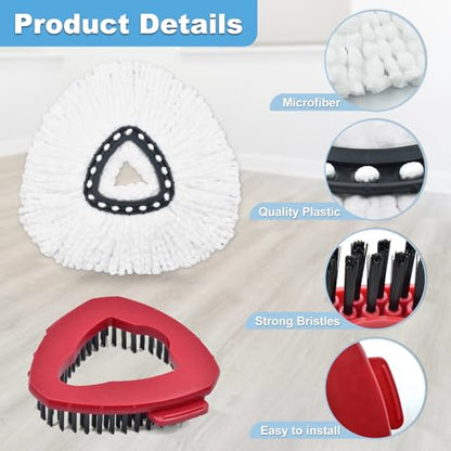 Mop Heads Replacements for Ocedar, Mop Replace Head for O Cedar, Mop Heads for O Cedar, Mop Replace Head for Cedar, Mop Heads for O Cedar Spin Mop Include 2 Pack Mop Refills & 2 Pack Scrubber Mop Head - size: for Ocedar 1 Tank