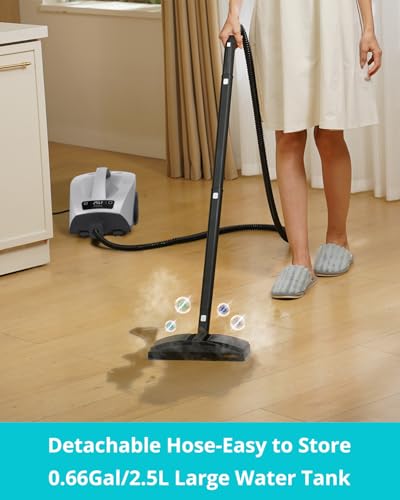Steam Cleaner for Home Upholstery Grout Floor Bathroom Car Cleaning | 40s Fast Heating, 2.5L No Pressurized Large Tank, 21 PCS Kit, No Cooling & Refill Anytime, Detachable Hose & Easy to Store - color: White