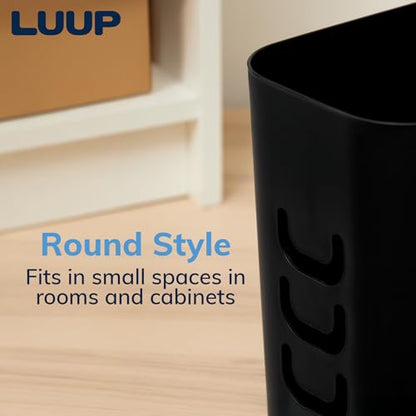 STORi Luup Trash Can (Black) - Reuse Grocery Bags - Plastic Garbage Container for Bathroom, Vanity, Laundry Room, Kitchen, Office, Garage - 2.5 Gallon Wastebasket with Hooks to Secure Trash Bags - color: Black