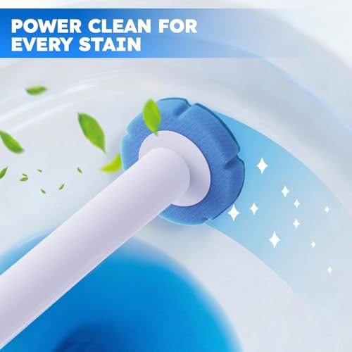Disposable Toilet Brush 2 Pack- Toilet Bowl Cleaner, Toilet Bowl Brush, Each Toilet Wand with 8 PCS Brush Refills for Bathroom Deep Cleaning Round Shape(2 Pack, White) - size: 2 Brush+ 16 Refills