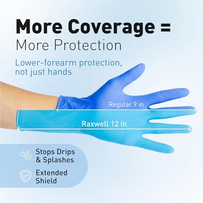 Raxwell Disposable Nitrile Gloves - Heavy Duty Cleaning Gloves - Elbow-Length Dishwashing & Kitchen Use - Chemical Resistant - size: Large, style: 1 Pallet (84 Cases)