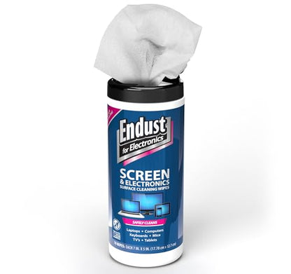 Endust For Electronics; Cleaning Wipes for Screens & Electronics Surfaces; Pre-Moistened, Alcohol & Ammonia Free, 140 Count (Pack of 2) - size: 70 Count (Pack of 2)
