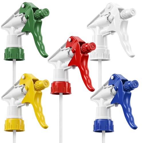 Bar5F Spray Bottle Replacement Nozzles, 5 Pack, Heavy Duty Trigger Sprayers, for 16oz 24oz 32oz Bottles, Adjustable Mist to Stream, for Cleaning Solutions Car Detailing Gardening