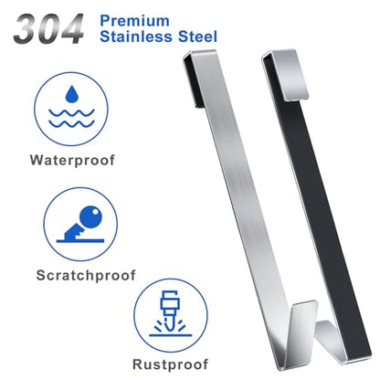Shower Door Hooks 12 in, Shower Hooks for Towels, Heavy Duty Drilling-Free Extended Towel Hooks for Bathroom Frameless Glass Door, Over The Door Towel Hooks 3 Packs Silver - size: 12 IN-Silver