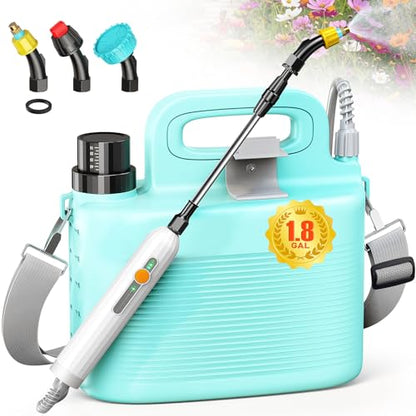 Battery Powered Garden Sprayer 1.8 Gallon, Lightweight Electric Weed Sprayer with Telescopic Wand & Adjustable Nozzles, Portable Yard Sprayer for Plant Watering, Lawn Care, Fertilizing,Gardening - size: 1.8 Gallon