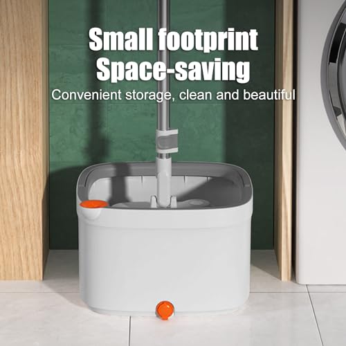 Spin Mop and Bucket with Self Separation Dirty and Clean Water System, Self Wringing 360° Rotating Clean Mop-Head and Bucket Set for Hardwood Tile Marble Floors with 10Pads-Grey - size: Grey Mop Set with 10 Pads