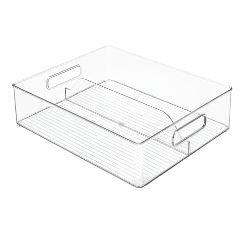 iDesign Divided Pantry Bin with Handles, Set of 6, Clear | For Pantry, For Refrigerator, For Freezer - style: Pack of 6