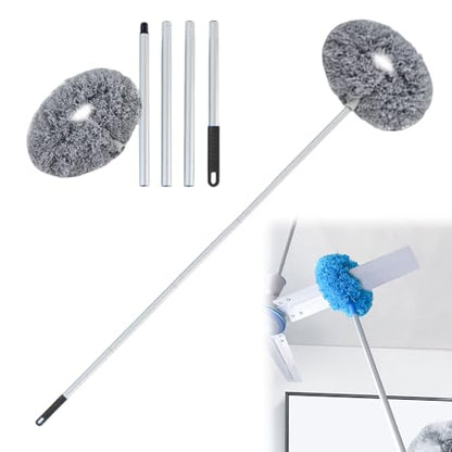 Ceiling Fan Cleaner Duster, Reusable Microfiber Duster with Extension Pole, Removable Dusters for Electric Fans Air Conditioning, Home Car Vents, Curtain (Grey-4Pole) - color: Grey-4pole