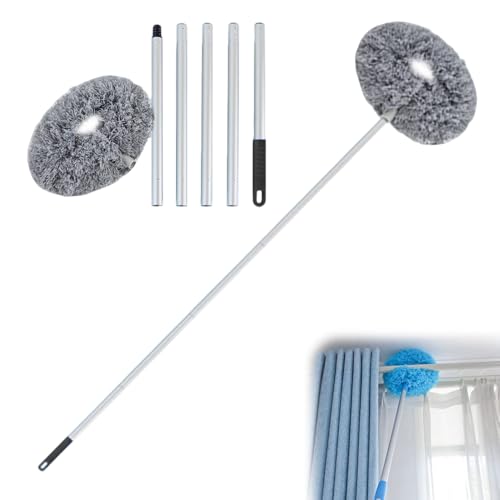 Ceiling Fan Cleaner Duster, Reusable Microfiber Duster with Extension Pole, Removable Dusters for Electric Fans Air Conditioning, Home Car Vents, Curtain (Grey-5Pole) - color: Grey-5pole