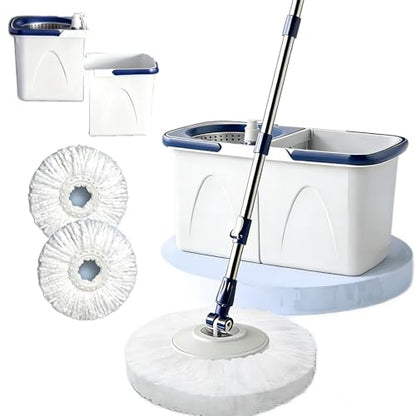 Spin Mop and Bucket Set - 360 Degree Microfiber Mop with Hands Free Wringer System, Multi Surface Floor Cleaning Mop for Hardwood, Tile, and Vinyl Floors - color: White