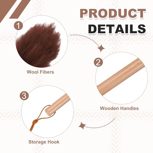 uxcell Wool Duster, 14.2" Natural Feather Cleaner Household Cleaning Duster with Solid Wooden Handle for Cleaning Fans Window Blinds Shelves Furniture, Coffee - color: Coffee, size: 14.2"