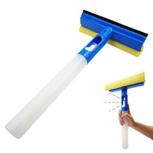Car Window Cleaner Squeegee with Sponge and Rubber Blade Cleaning Tool Wiper with Spray Bottle 3 in 1 Multipurpose | for Indoor and Outdoor, Home, Car Window, Glass (2 Pack) - color: 2 Pack