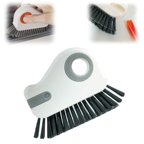 2 in 1 Groove Cleaning Brush Window Track Cleaning Tools, 2025 New Hard Bristle Crevice Cleaning Brush with Hidden Scraperfor Sliding Door Track, Window Sill, Shutter Door (Grey,1pcs) - color: Grey,1pcs