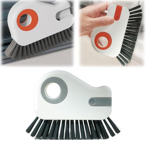 Upgrades 2 in 1 Groove Cleaning Brush Window Track Cleaning Tools, 2026 Multipurpose Hard Bristle Crevice Cleaning Brush with Hidden Scraper, Shutter Door Window Track Kitchen Cleaning Kit (Gray) - color: Gray