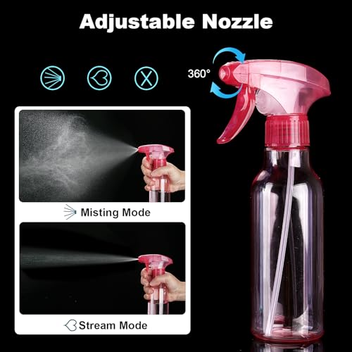 Cosywell Plastic Spray Bottles 8.8oz/260ml 2 Pack Empty Spray Bottle for Cleaning Mist/Stream Refillable Container Water Spraying Bottle for Cooking Hair Care Essential Oils(Pink) - color: D-Pink