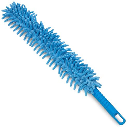 22" Flexible Wand Duster with Microfiber & Chenille Sleeve - Bendable, Washable, High-Reach Dusting for Ceiling Fans, Walls, Cabinets & More - Compatible with Extension Poles