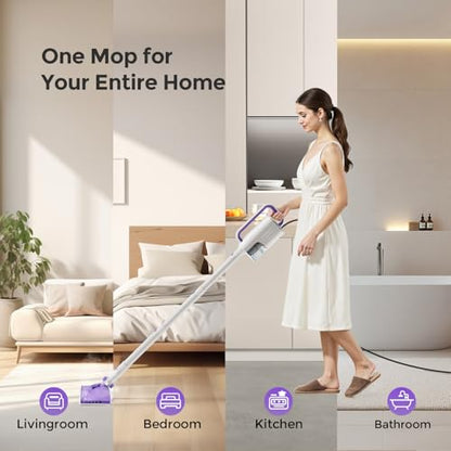 Steam Mops for Floor Cleaning,All-in-One Steam Cleaner for Home with 2 Levels Steam Mode,350ML Tank,23FT Cord, Detachable Handheld Steam Cleaner for Tile,Grout,Furniture,Carpet,Grill,Wall