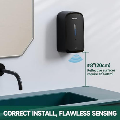 anydry Commercial Automatic Soap Dispenser Large 34oz/1000ml Capacity Wall-Mounted Touchless Liquid Dispenser for High-Traffic Restrooms, Offices, Hospitals Model AD1220S Black - color: Black