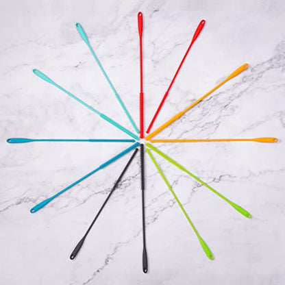 Silicone Straw Brush 4 Pack - (2 Small, 2 Wide) - 10 Inches Reusable Straw Cleaner, Pipe Cleaners, Straw Cleaning Tool for Drinking Straws, Pipes, Tubes, Glass and Detailing (Teal) - color: Teal